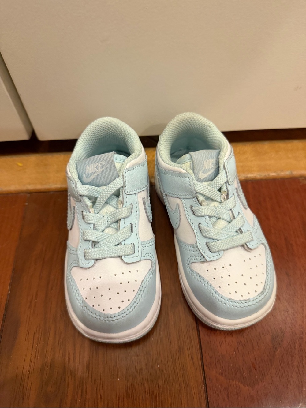 Nike Dunks Kids Low-Top Sneakers - Light Blue & White worn once size